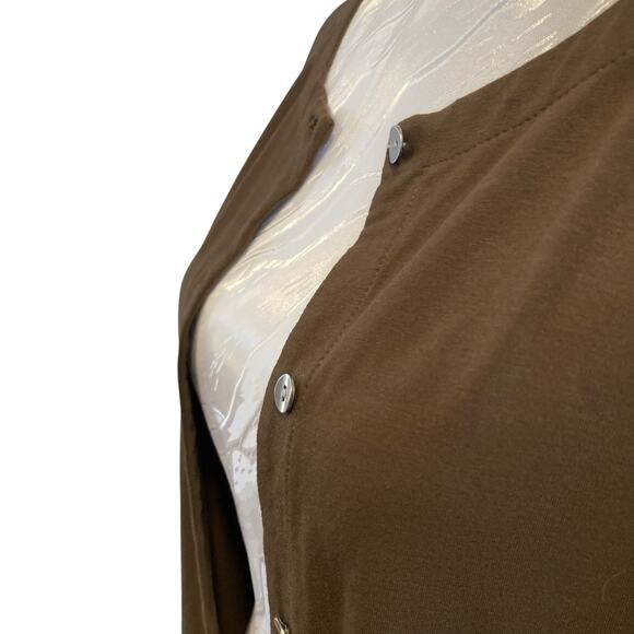 J Jill Mocha Brown Black Flowy Neutral Button Down Tunic Cardigan Size Large - Picture 9 of 15